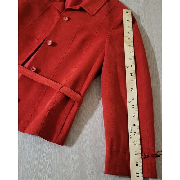 Vintage CYRIL Creation Suisse- Germany Made Faux Suede Blazer- Western- Red - Picture 8 of 13